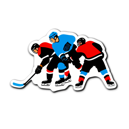 Sticker-Design mit Eishockeyspielern in dynamischen Posen