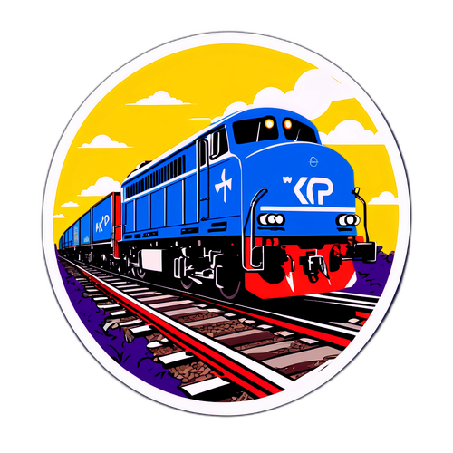 Sticker przedstawiający PKP Cargo w akcji
