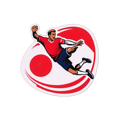 Styliseret håndbold sticker med dansk flag