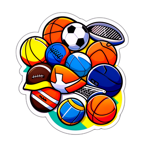 Erilaiset urheilulajit värikkäällä t-paidalla