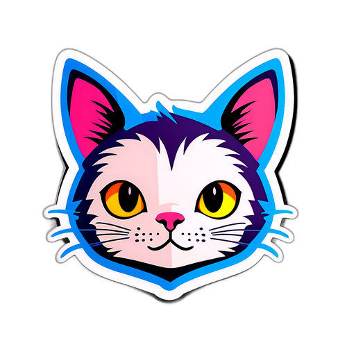 Playful Cat Head Sticker