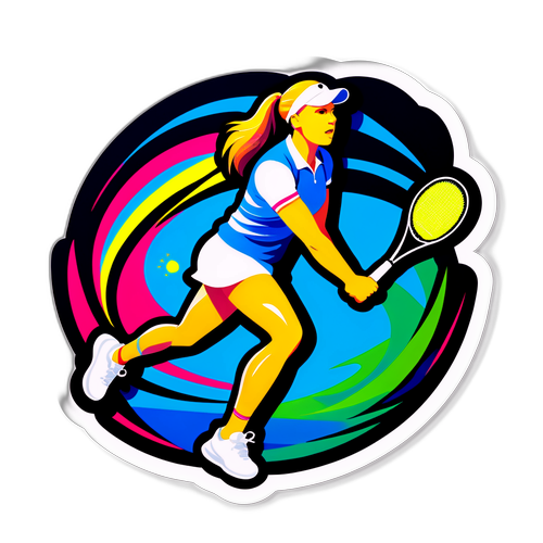 Nálepka vyjadřující vášeň pro tenis prostřednictvím Sabalenkové