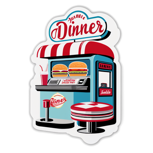 Step Back in Time: Experience the Magic of Retro Diners with this Nostalgic Sticker!