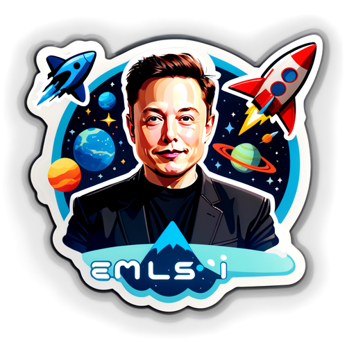 Oppdag Fremtiden: Elon Musk Sticker med Raketter og Romteknologi!