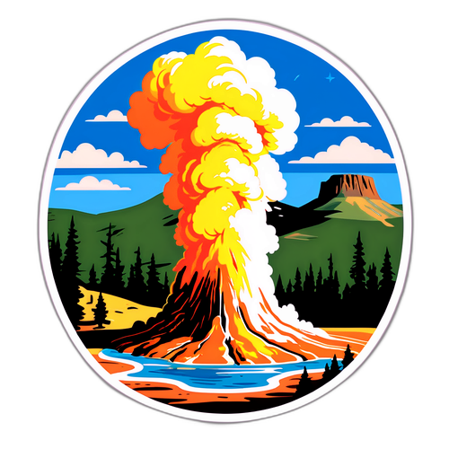Nostalgická nálepka Old Faithful v Yellowstone