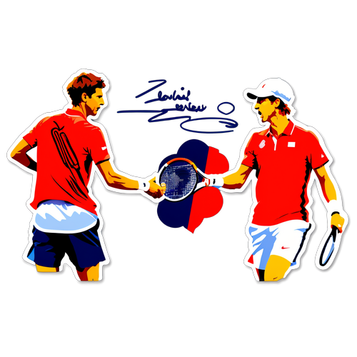 Silhouetten von Zverev und Djokovic mit Unterschriften