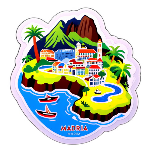 Ein wunderschön illustrierter Madeira-Plan als Aufkleber