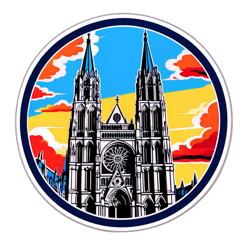 Sticker van de beroemde kathedraal van Rouen
