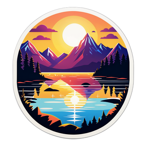 Matahari Terbenam di Belakang Gunung