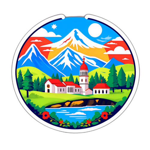 Georgia nemzeti szimbólumait ábrázoló elegáns matrica