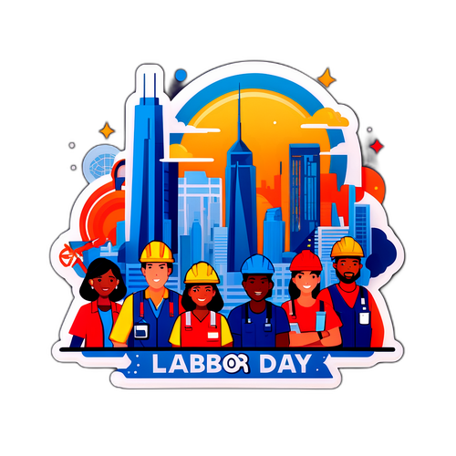 Makabagong Sticker para sa Araw ng Paggawa sa USA 2025