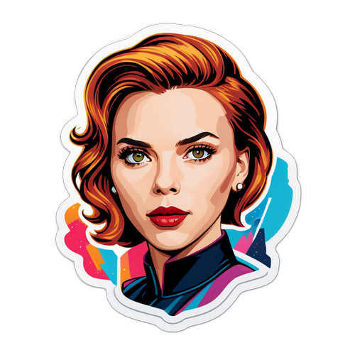 Vibrant Scarlett Johansson Portrait Sticker