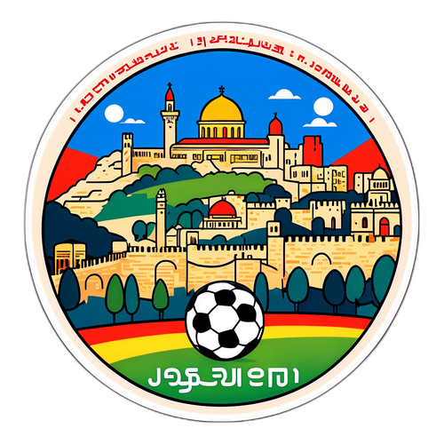 נוף שקט של ירושלים עם סמלים ספורטיביים