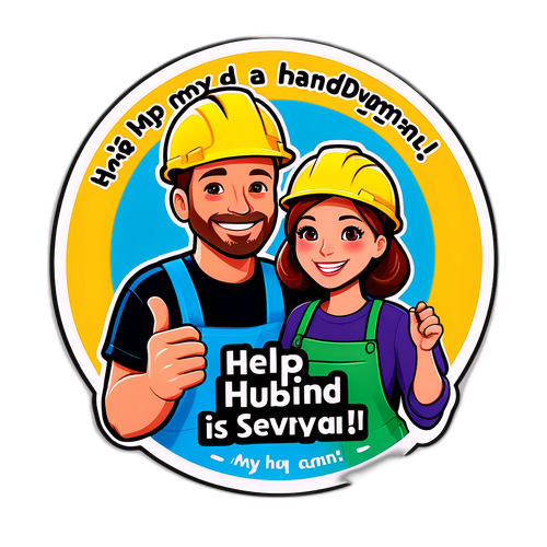 Sticker van een stel dat samen aan een project werkt