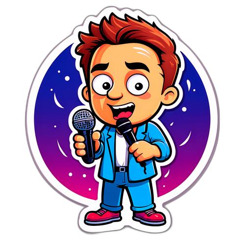 Śmieszna postać Tomasza Karolaka w stylu komiksowym