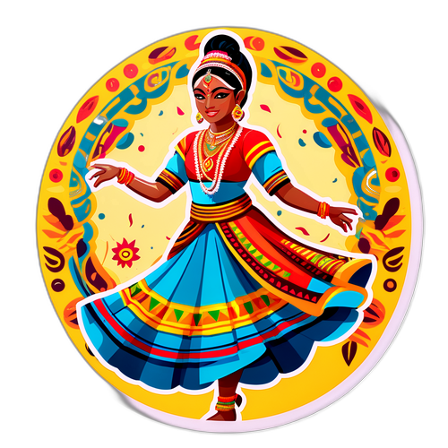 Penggambaran Penari Bharian yang Berwarna-warni