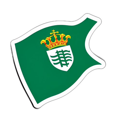 Sticker van een zwaaiende Real Betis-vlag met een sportieve flair