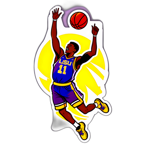 Dynamic LSU Basketball Slam Dunk Sticker