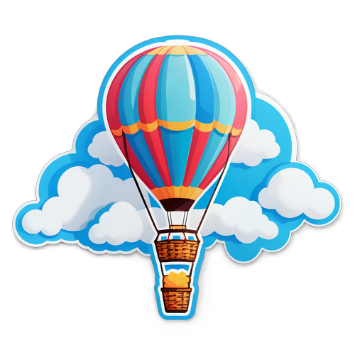 Soar to New Heights: Discover the Whimsical Joy of Our Vibrant Hot Air Balloon Sticker!