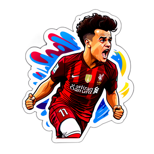 Adesivo com Retrato Artístico de Philippe Coutinho em Ação