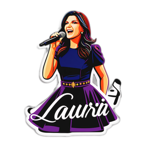 Adesivo colorato di Laura Pausini sul palco