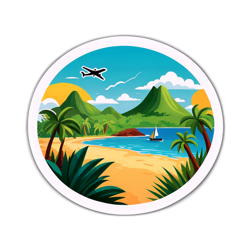 Illustratie van Mayotte met een tropisch landschap