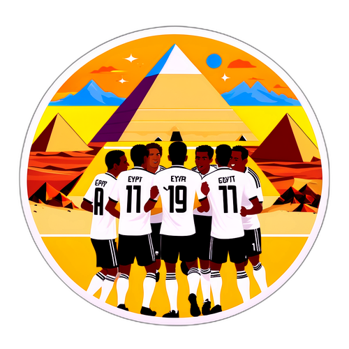 Gráfico Colorido del Equipo U-20 de Egipto Celebrando un Gol