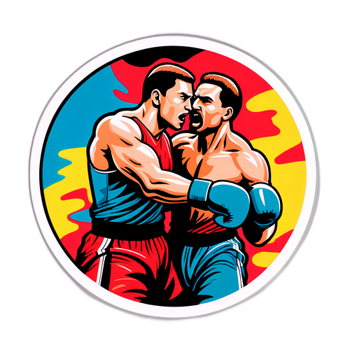 Autocolant cu imagine abstractă a unei bătălii în ring