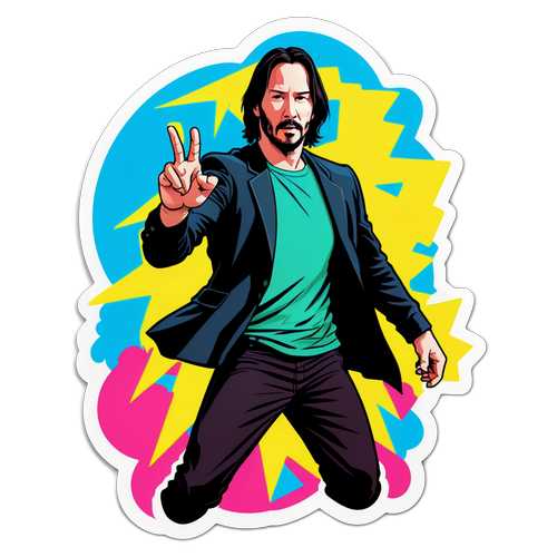 Samolepka Keanu Reevese jako hrdina grafického románu