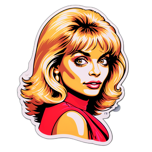 Eine farbenfrohe Illustration von Goldie Hawn im berühmten Stil der 90er