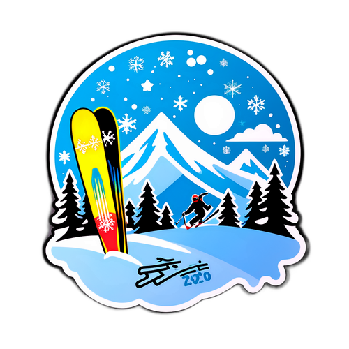 Peisaj de iarnă cu schiuri și fulgi de zăpadă pentru Jocurile Olimpice de Iarnă 2026