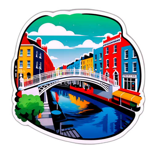 Piękny sticker przedstawiający ikoniczne miejsca Dublina