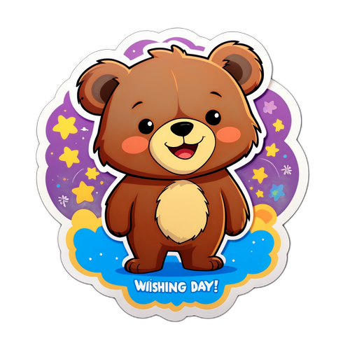 Sticker gấu dễ thương "Chúc bạn một ngày hạnh phúc!"
