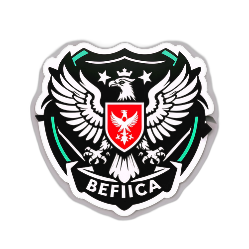 Nhãn dán thiết kế hiện đại của logo Benfica phát sáng trong tối