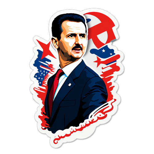 Politisk klistermärke med Bashar al-Assad