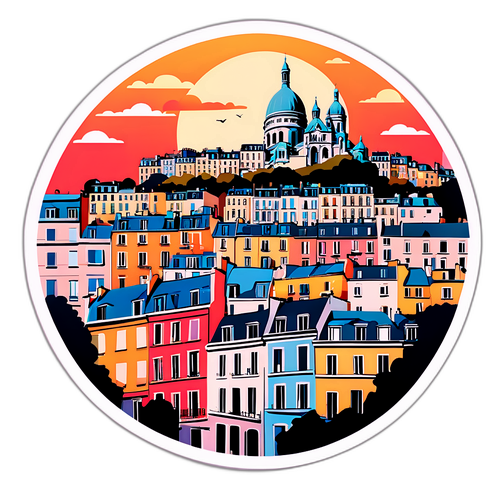 Klidný pohled na Montmartre při západu slunce