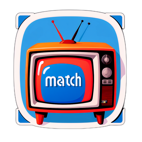 Ретро-стикер с телевизором и логотипом Match TV