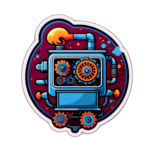 Sticker Retro cu Mașină de Abur