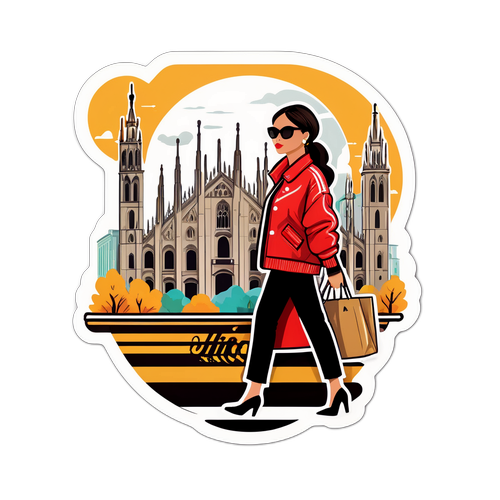 Milan-tematisk klistermärke med modeelement