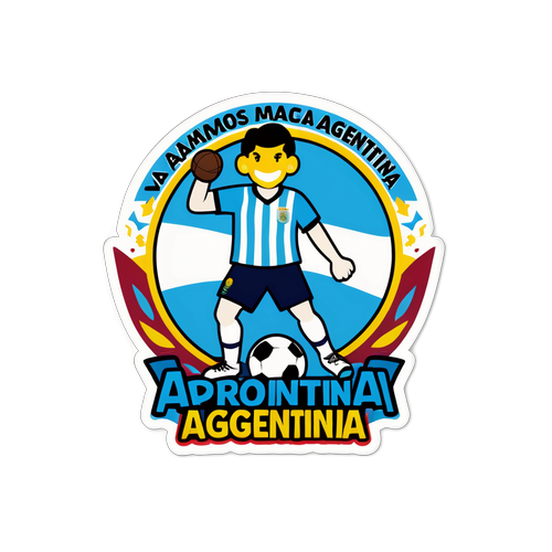 Sticker "Vamos Argentina!" với hình ảnh bóng đá