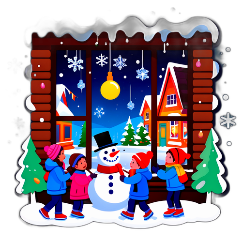 冬季假期的窗外景象