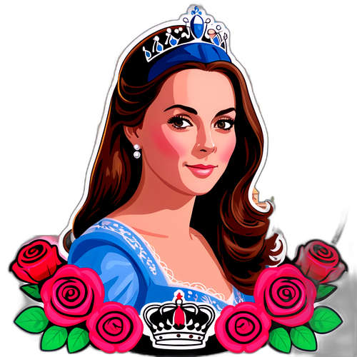 Elegancka naklejka Księżnej Kate z tłem królewskiego pałacu