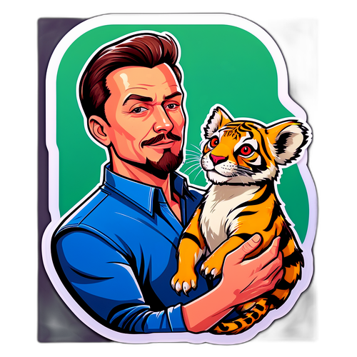 Комикс-портрет Андрея Мерзликина с экзотическим животным