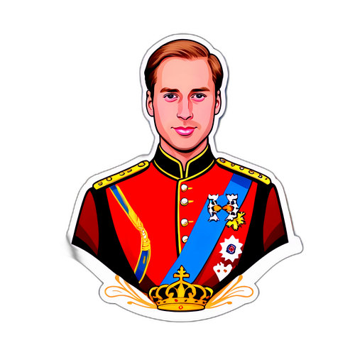 Eleganter Aufkleber von Prinz William im royalem Outfit