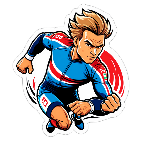 Autocollant dynamique de Johannes Klaebo en pleine course