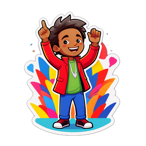 Sticker ya Samidoh inayoonyesha furaha na rangi nyingi