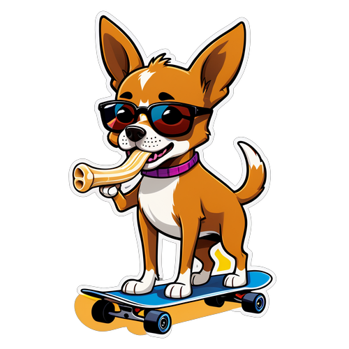 滑板上的卡通狗