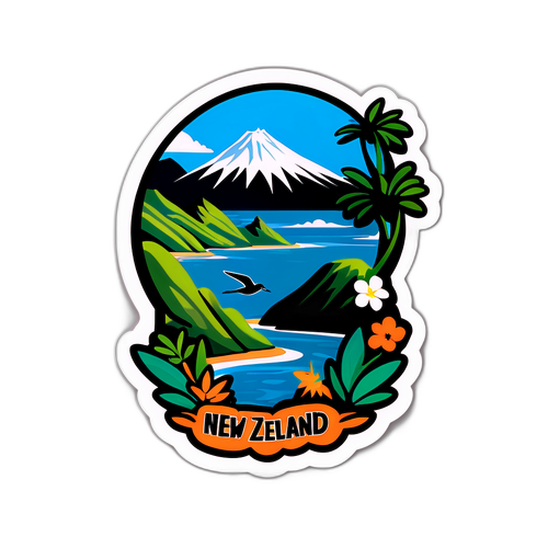 Ein künstlerisches Aufkleberdesign für Neuseeland