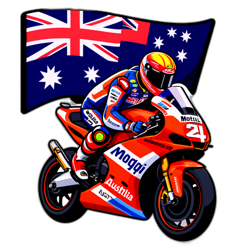 Stiker Bertema MotoGP dengan Bendera Australia