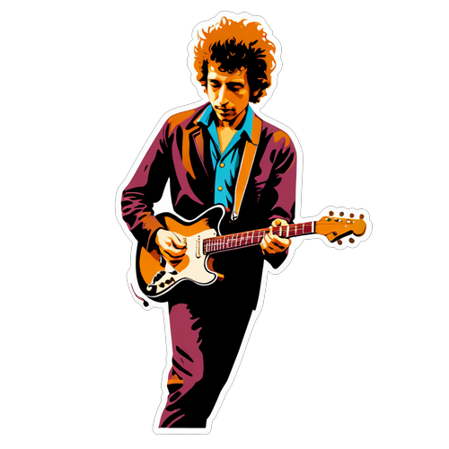 Image nostalgique de Bob Dylan jouant de la guitare